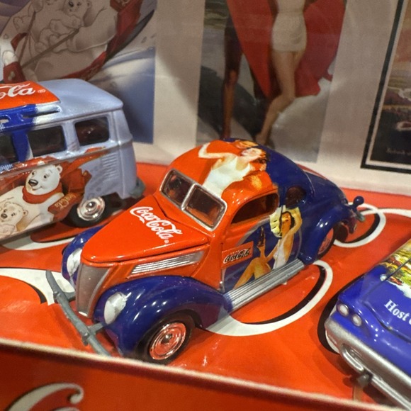 NEW Johnny Lightning 1:64 Coca Cola Set of 3 Poster Car Collection VW Ford - Picture 4 of 11